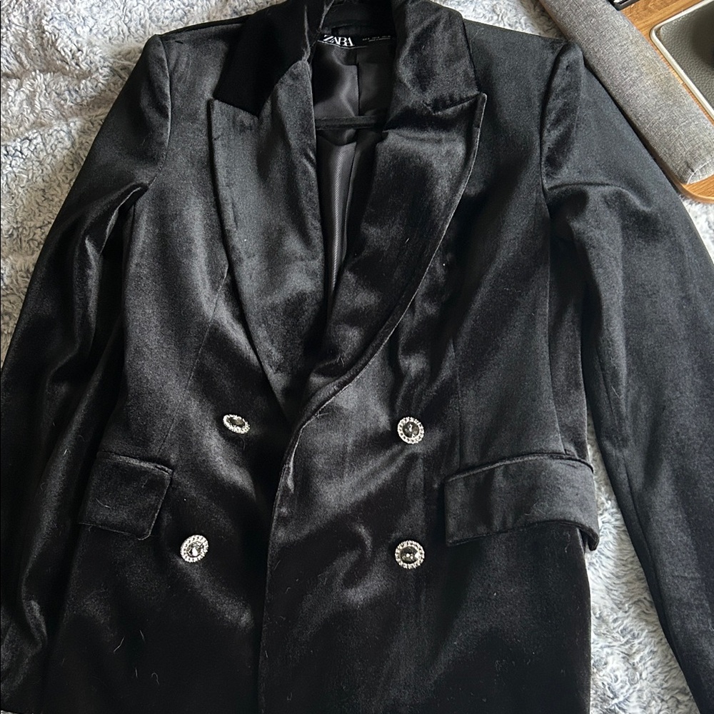 Zara Black Blazer with Decorative Buttons